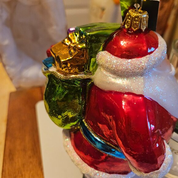 glassware art studio jolly Santa ornament 6.5' made in Poland - Picture 7 of 11